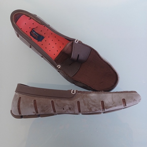 Swims Other - SWIMS Mens Penny Loafer Brown Rubber Mesh Water Resistant Shoes Size 10